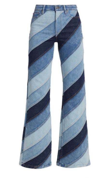 Alice + Olivia Denim - Alice + Olivia Beautiful Indigo Twirl Patchwork Flare Jeans Size 29 $495